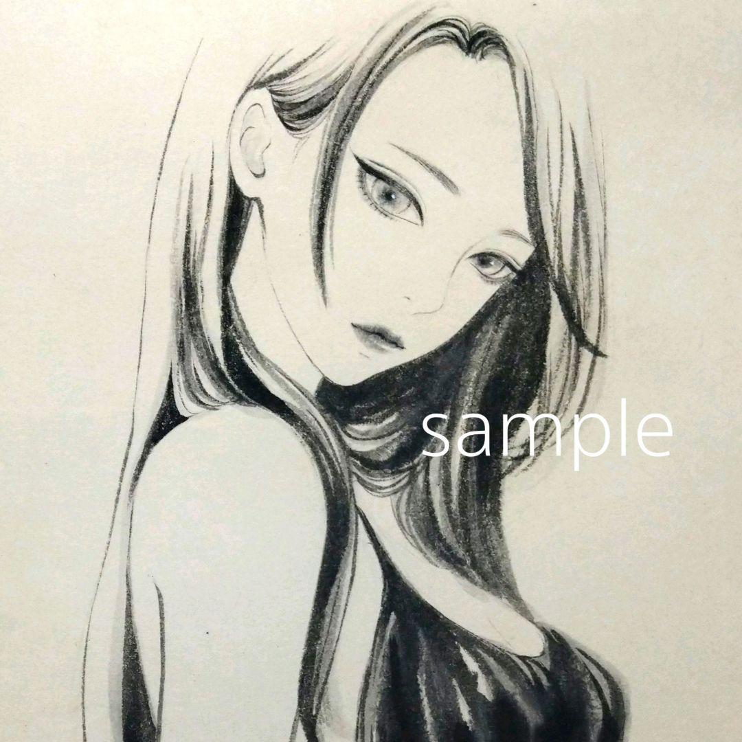 24526H　肉筆原画 水墨画　美人画　日本画　絵画　墨絵