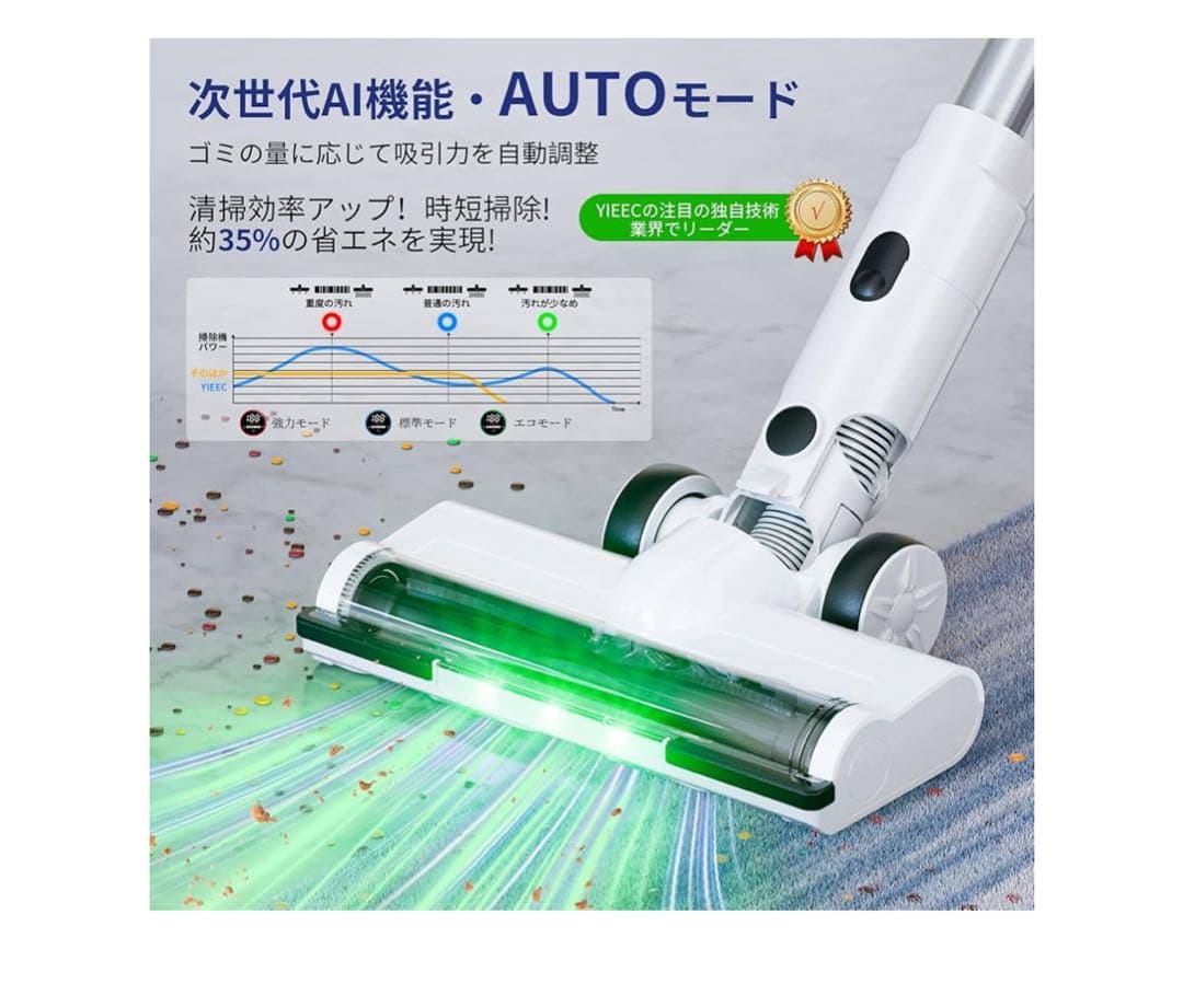 掃除機 コードレス【2026業界初AIホコリ自動検知！75Kpa真の強力吸引力