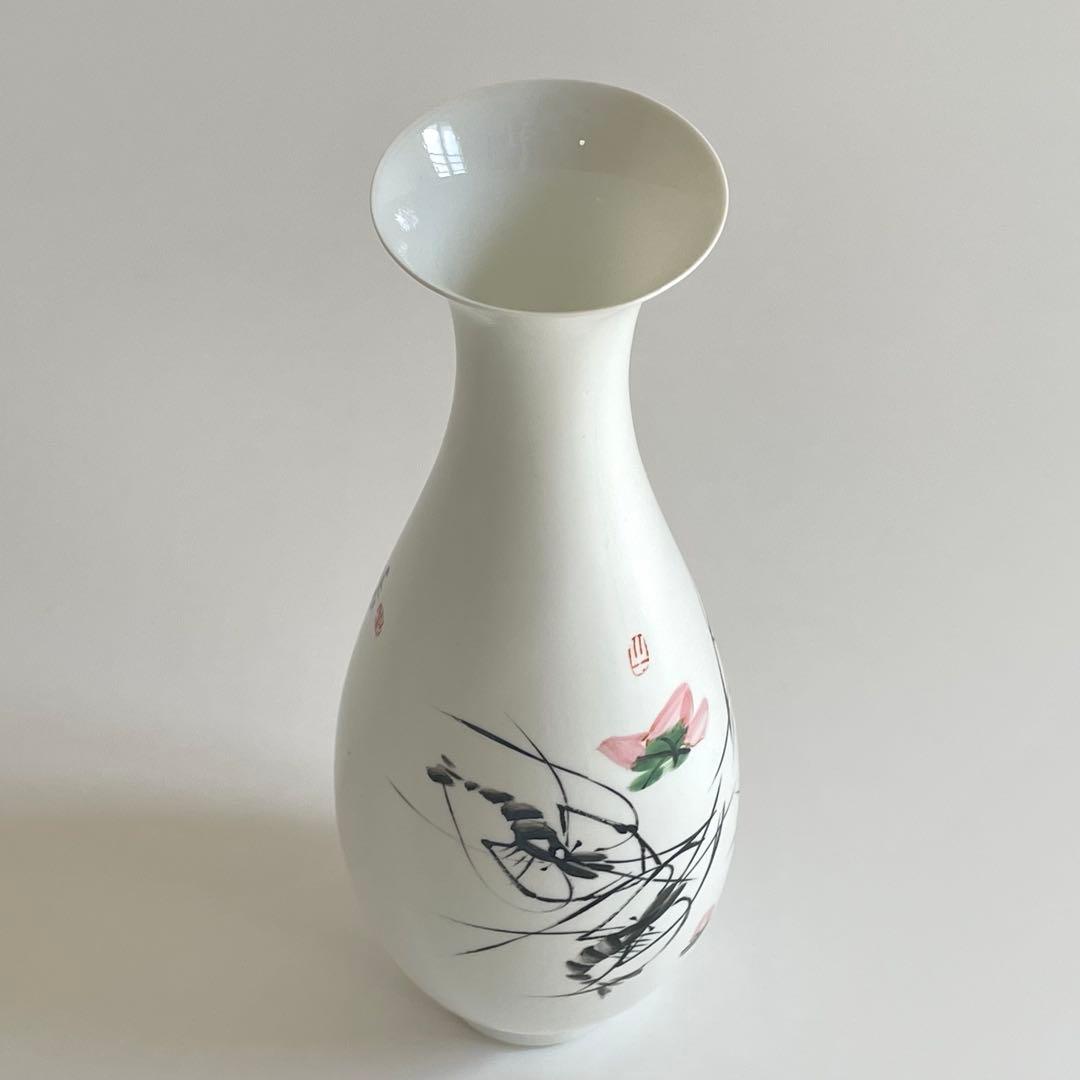 景徳鎮製 薄胎 蛋殻 花瓶 海老図 花器 中国美術 粉彩