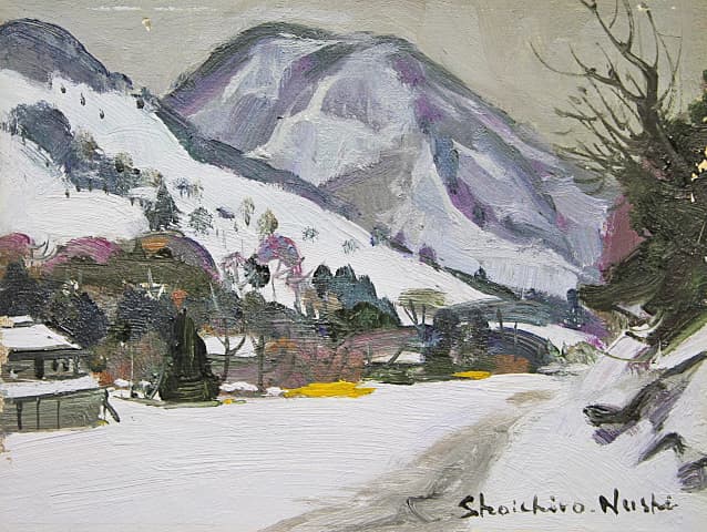 塗師祥一郎【山麓の里】 油彩 0号