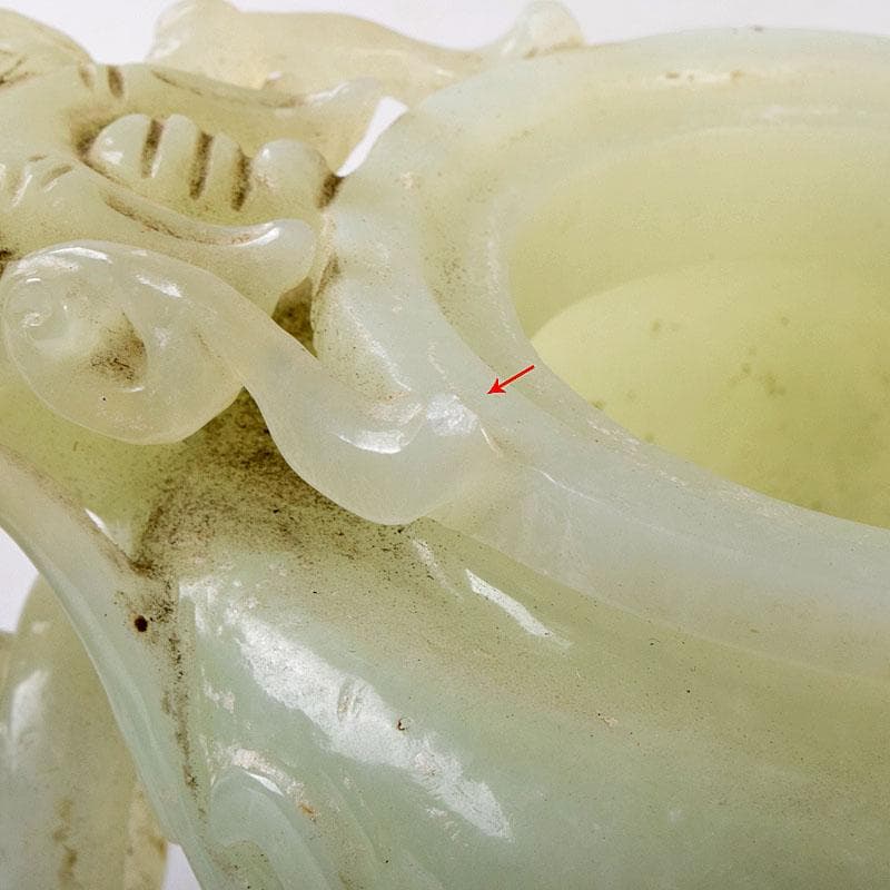 中国　玉石彫刻　雙耳活環　獅子鈕蓋爐　三足香炉　唐木台付　C　8256