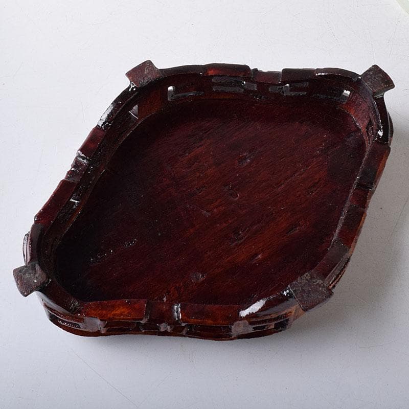 中国　玉石彫刻　雙耳活環　獅子鈕蓋爐　三足香炉　唐木台付　C　8256