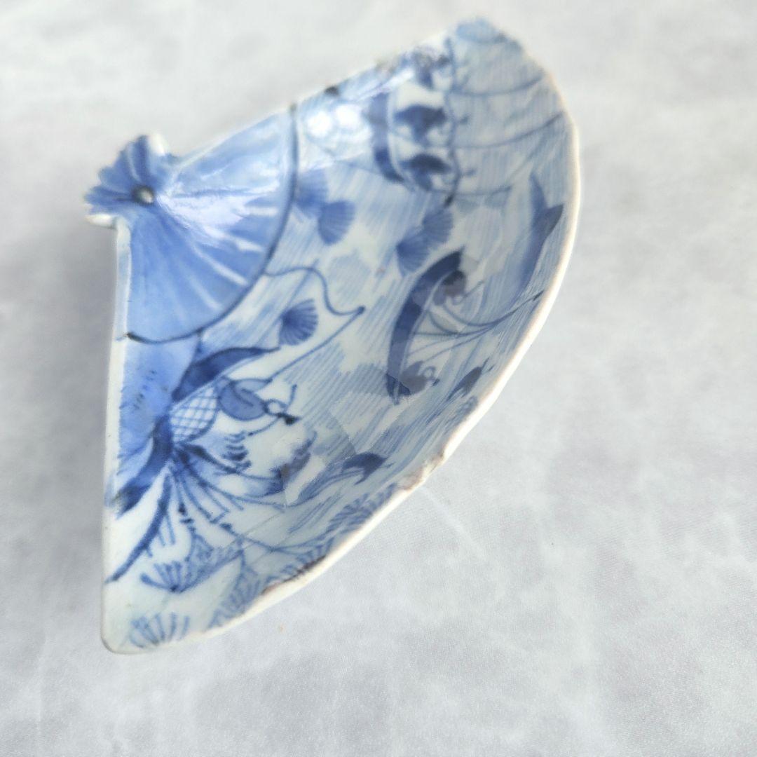 古伊万里　染付　豆皿　釣り　漁　唐人　江戸　骨董　アンティーク　金直し　金継ぎ