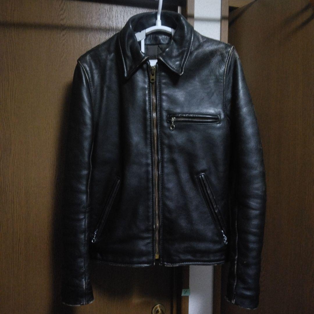 バンソン VANSON 9D ライダースジャケット 34 茶芯　ヤレ感