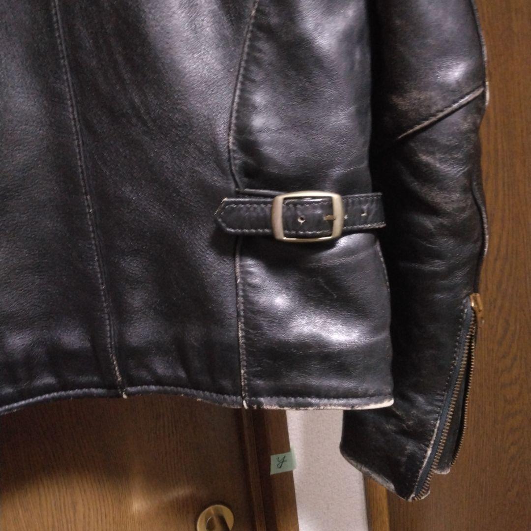 バンソン VANSON 9D ライダースジャケット 34 茶芯　ヤレ感