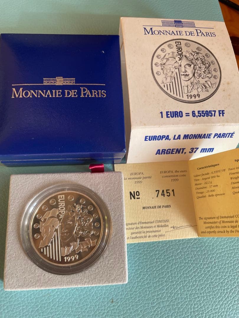 1999年 EU設立記念 銀貨 Monnaie de Paris パリ造幣局