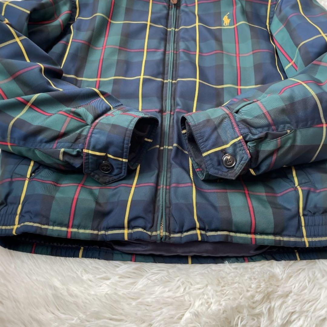 美品✨ ラルフローレン チェック ハリントン ダウンジャケット グリーン M