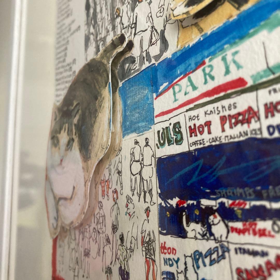 久下貴史 マンハッタナーズ 版画 猫 37cm×27cm