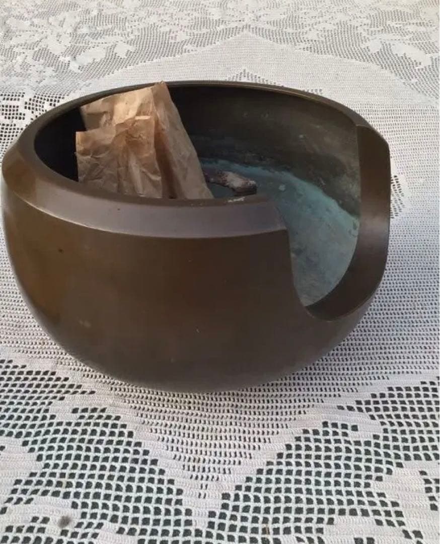 C10 茶道具・唐銅面取風炉・風炉・灰匙セット