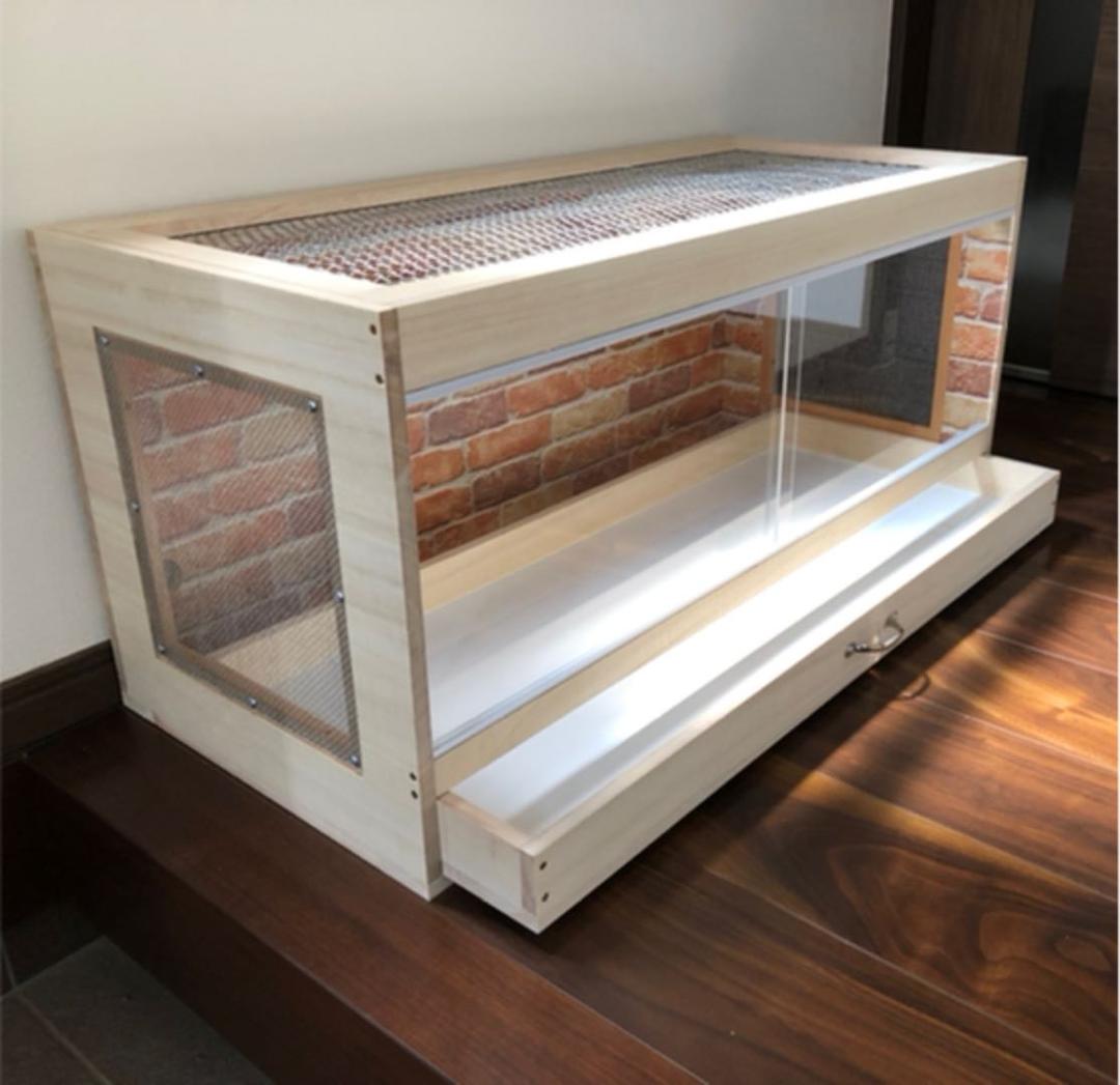 新品　木製ケージ　ハリネズミ　ハムスター　小動物　引出し付き　カスタムベースに！