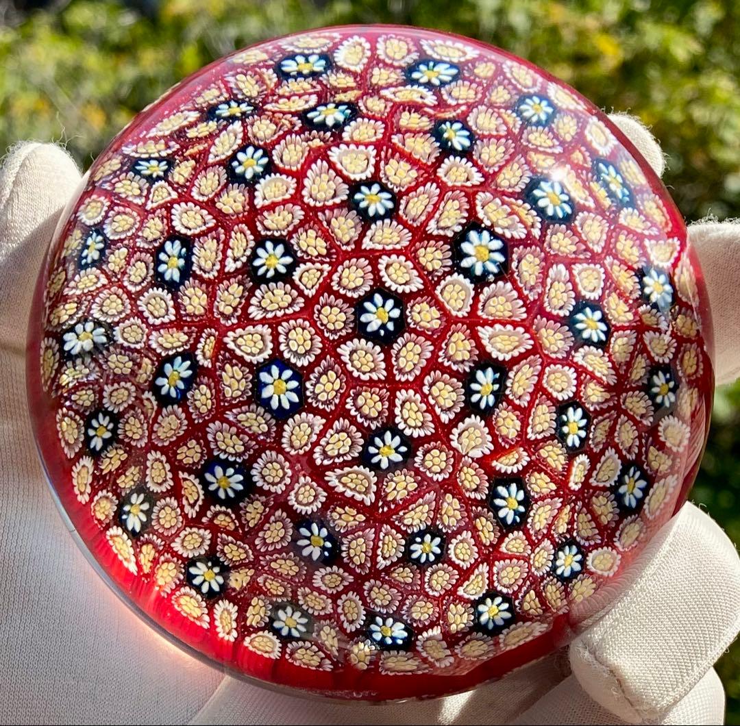 ベネチアングラス　ムラノ　ガラスペーパーウェイト　ガラス文鎮　ミルフィオリ　大玉