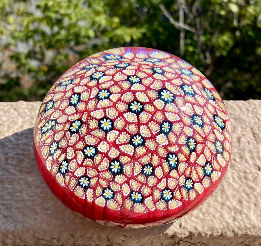 ベネチアングラス　ムラノ　ガラスペーパーウェイト　ガラス文鎮　ミルフィオリ　大玉