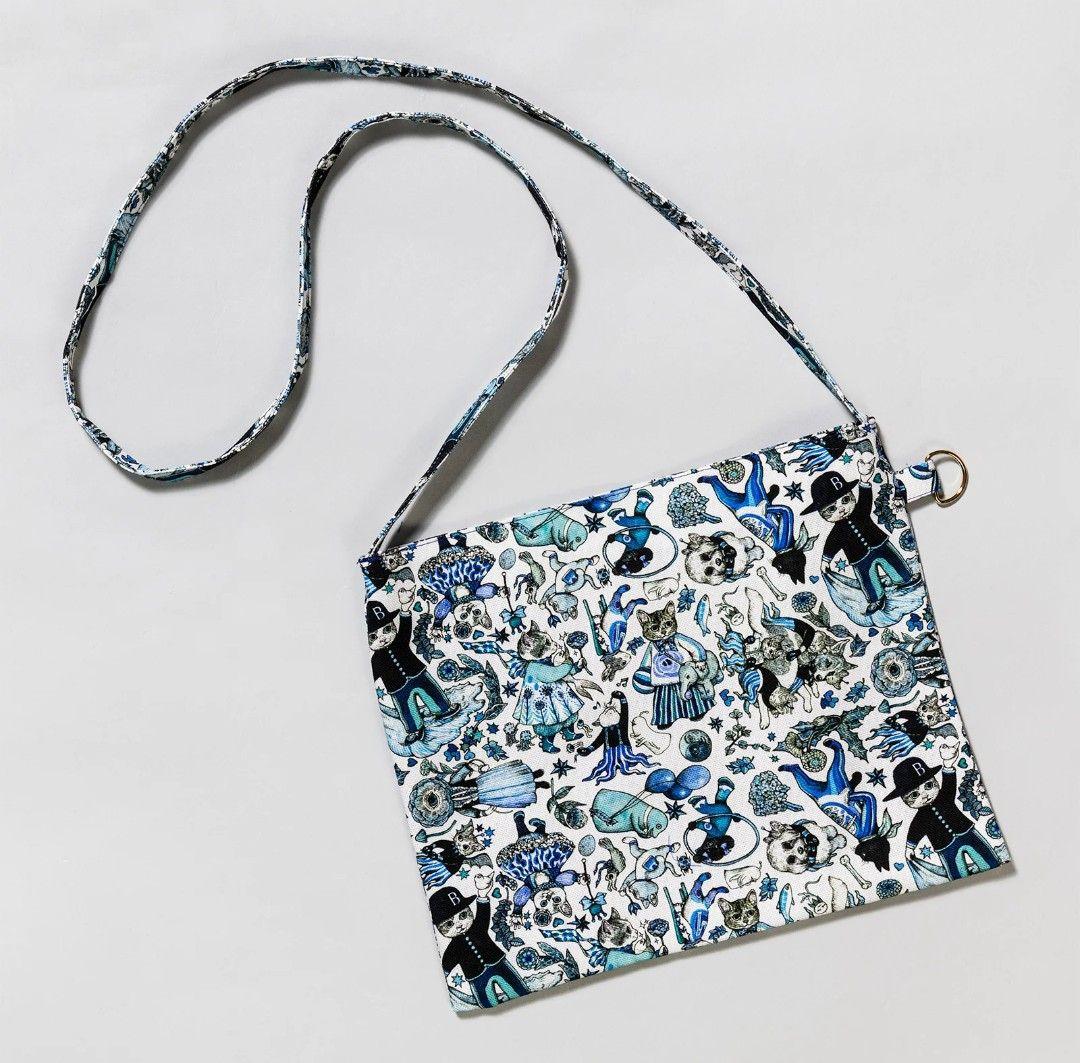 ヒグチユウコ サコッシュ ハンカチ （ブルー）2点セット ボリス雑貨店