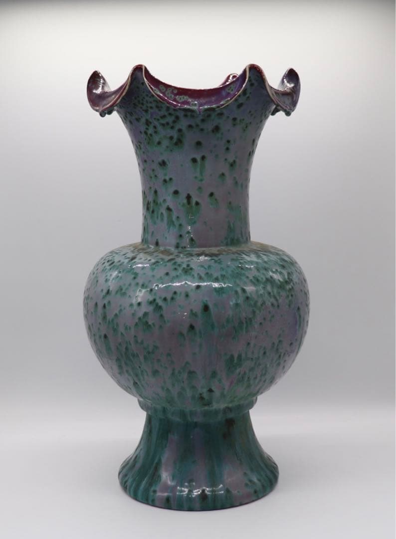 中国　窯変紅釉花口大瓶　送料込み0204