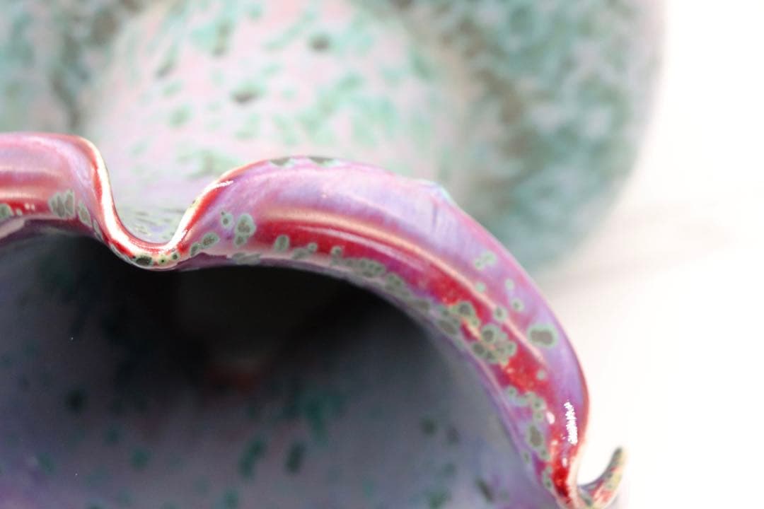 中国　窯変紅釉花口大瓶　送料込み0204