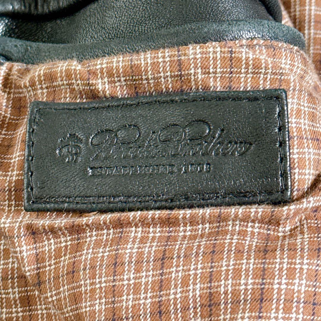Lサイズ✨ブルックスブラザーズ オールレザージャケット フルジップ 裏地チェック