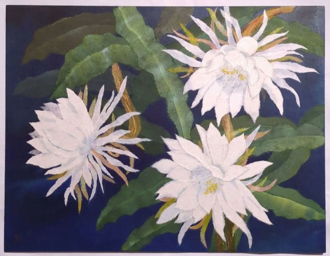 期間限定値下げ！【ちぎり絵】幻の花「月下美人」(P 10サイズ)　暮らしに彩りを