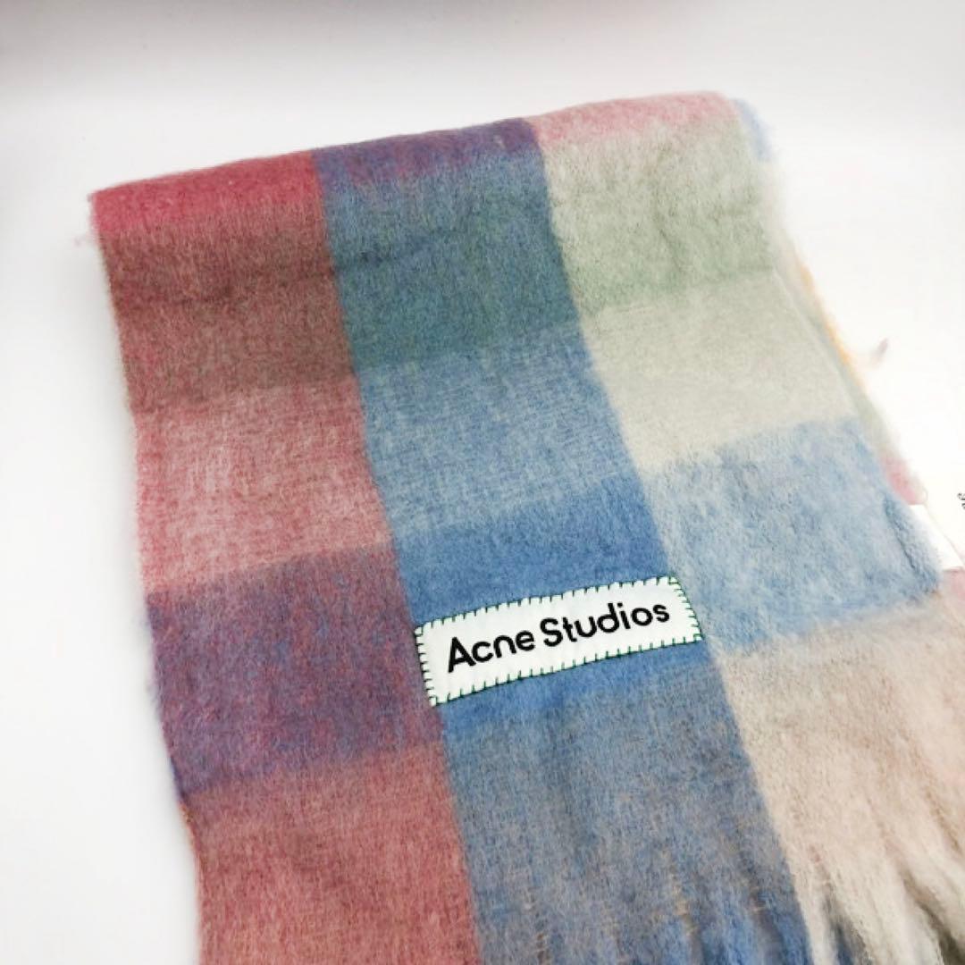 ACNE STUDIOS アクネストゥディオズ　ブルー系チェック柄　マフラー