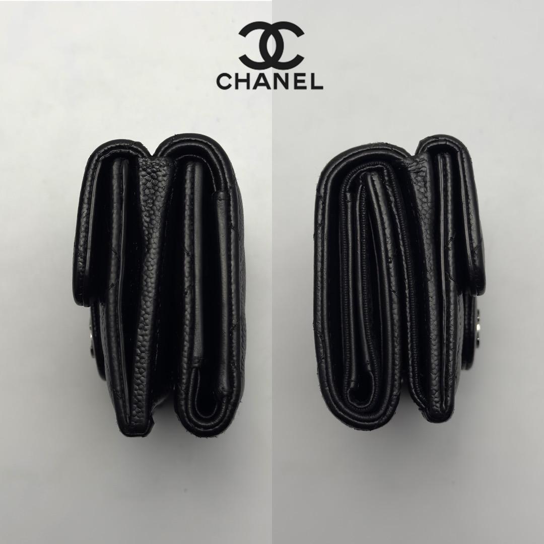 正規品　超美品　シャネル　マトラッセ　シルバー金具　Wホック　三つ折り財布