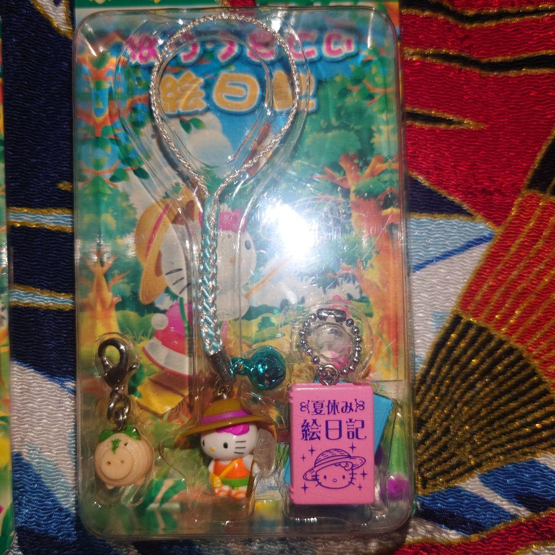 ハローキティ　根付　絵日記　夏期限定　ムシ　ブタ　麦わら帽子　夏休み