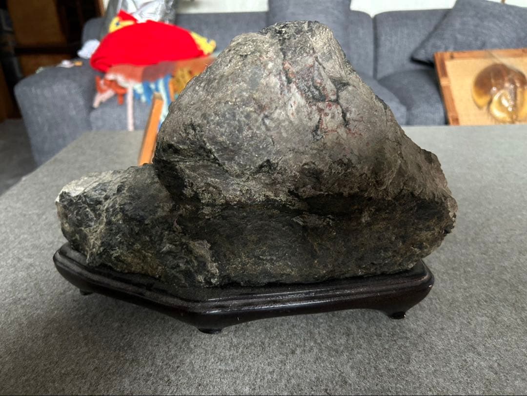 菊花石 自然石 木製台座付き　標本あり