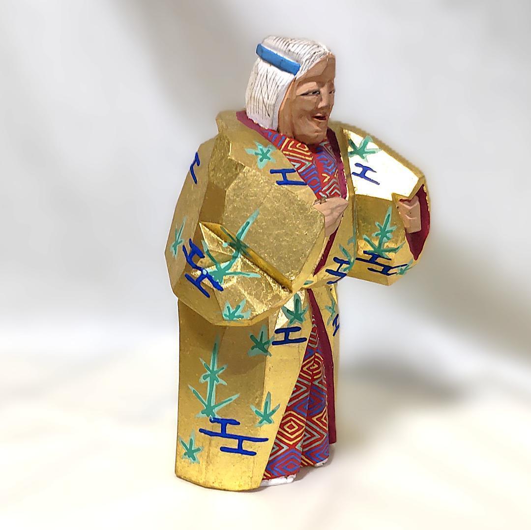 一刀彫 高砂 奈良一刀彫 奈良人形 木嶋良宗 工芸品 置物 共箱