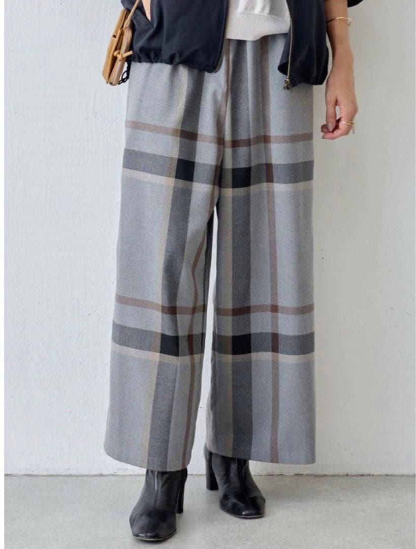 【ビアズリー 】チェックウエストリブパンツ