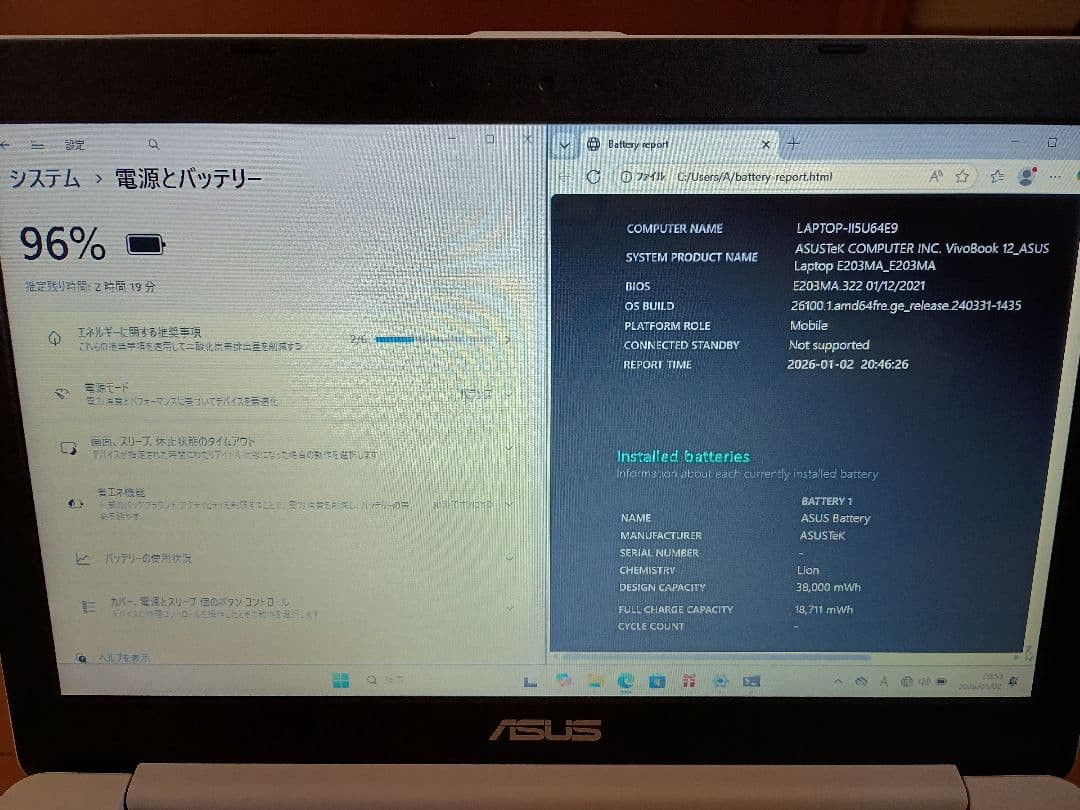 ASUS NotebookPC E203MA/ノートパソコン/Windows11