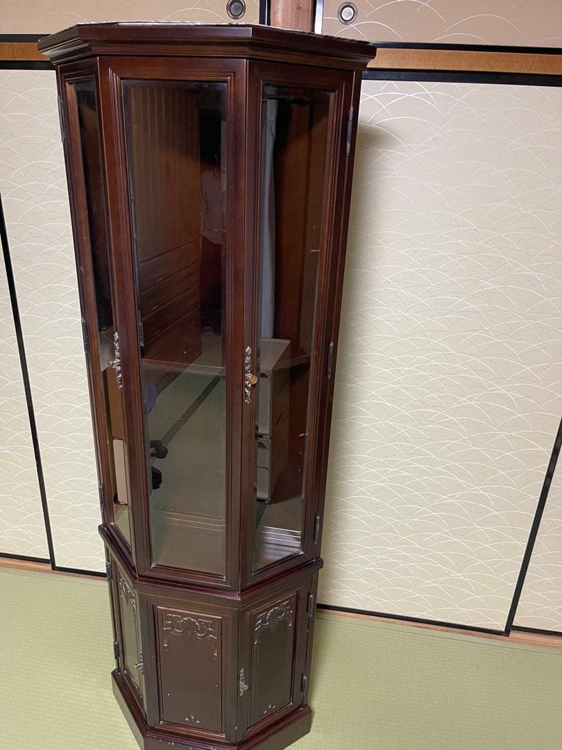 【貴重品】昭和レトロ 木製アンティーク調 ディスプレイキャビネットガラスケース