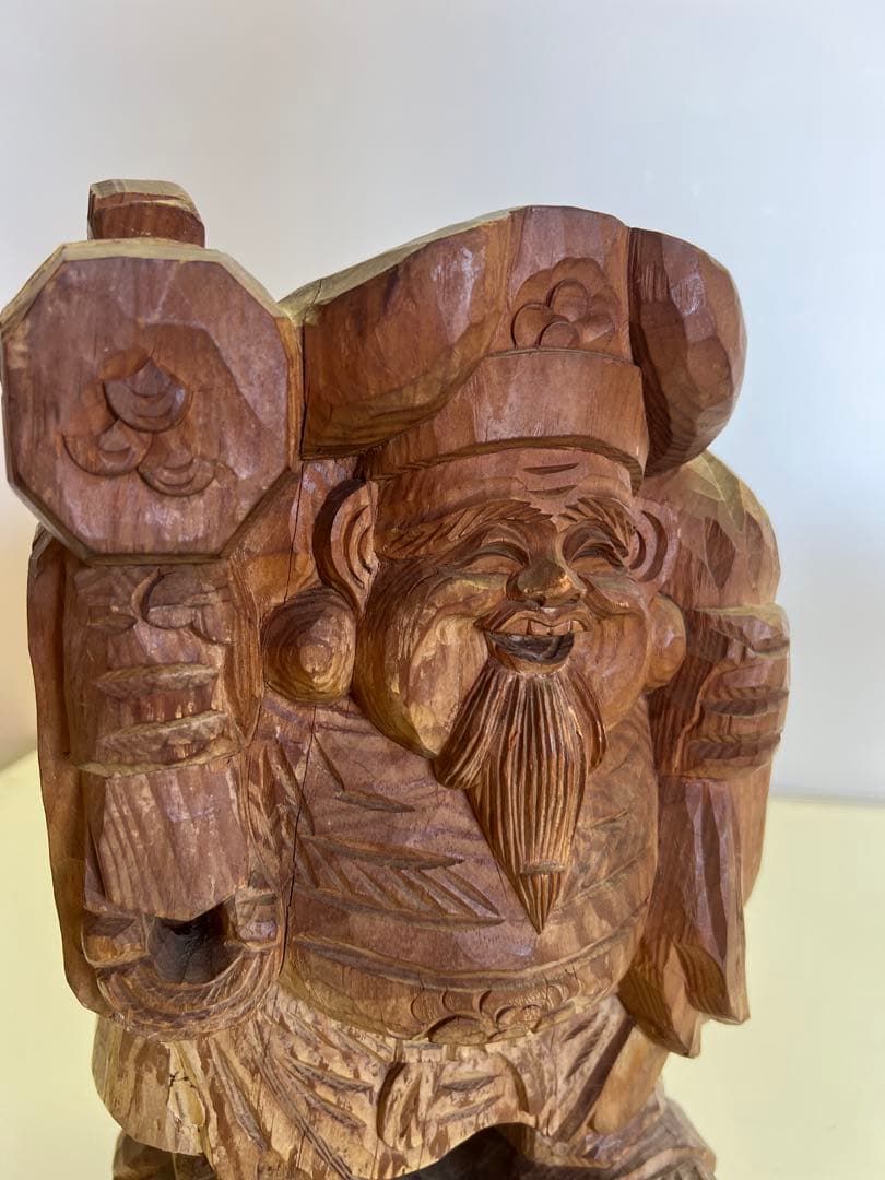 明治期 木彫 恵比寿大黒像 一対 商売繁盛 福神像 高さ35cm◎古美術 庵々