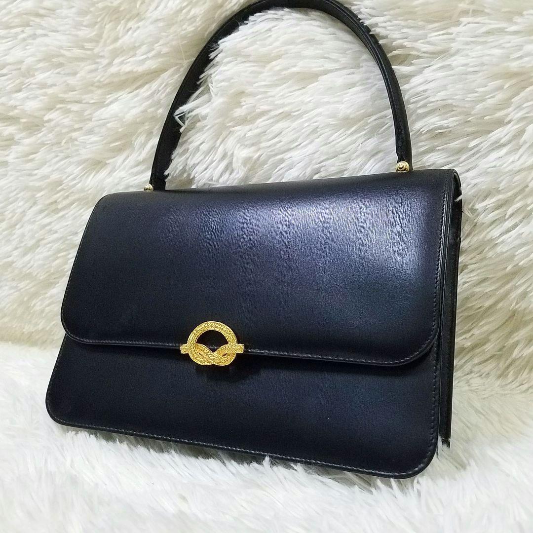 【極美品】傳濱野 ハンドバッグ フォーマル レザー ゴールド金具 黒