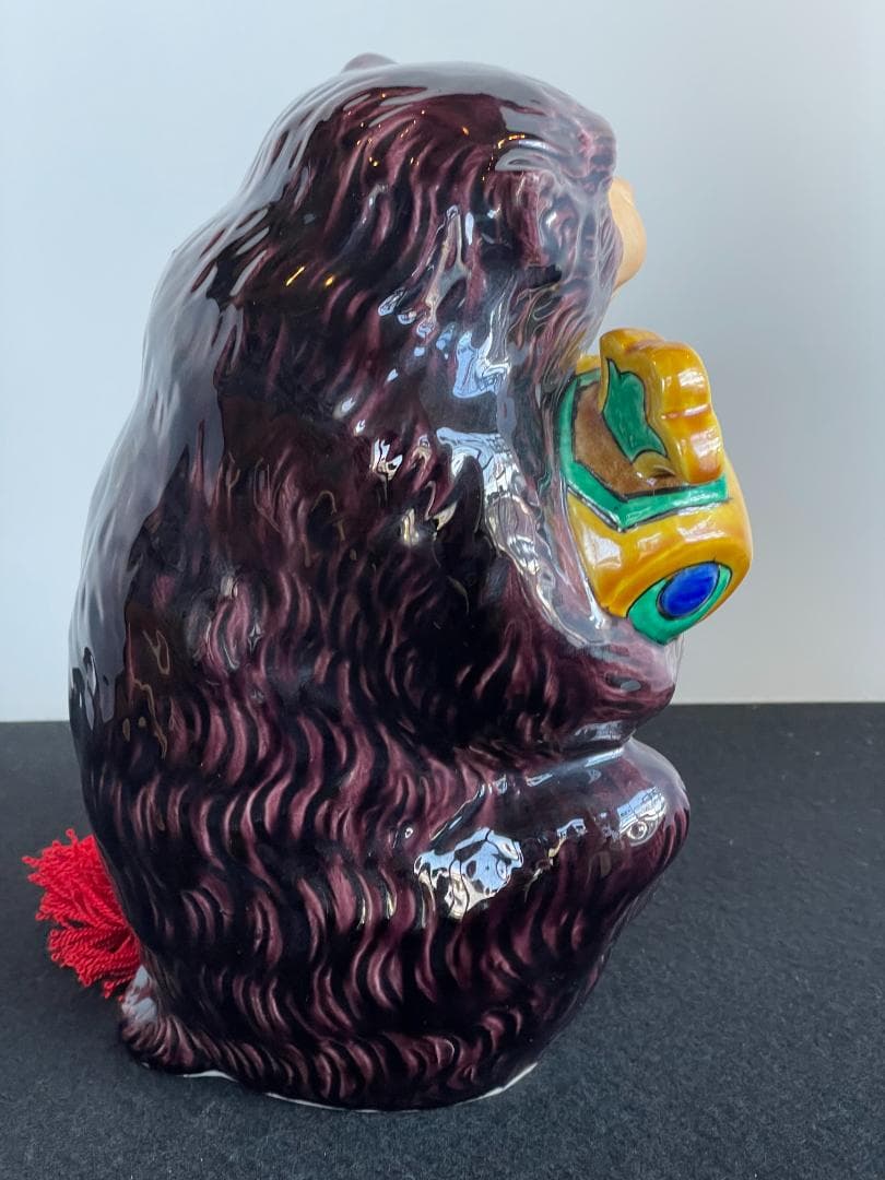 希少 九谷焼 糠川清章 作 縁起物 申 さる 猿 置物 干支 オブジェ 元箱入