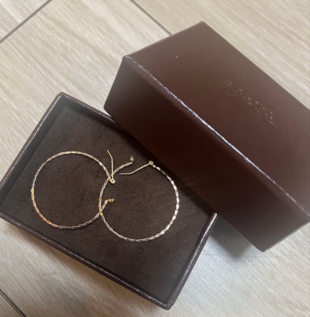 agete ゴールド フープピアス