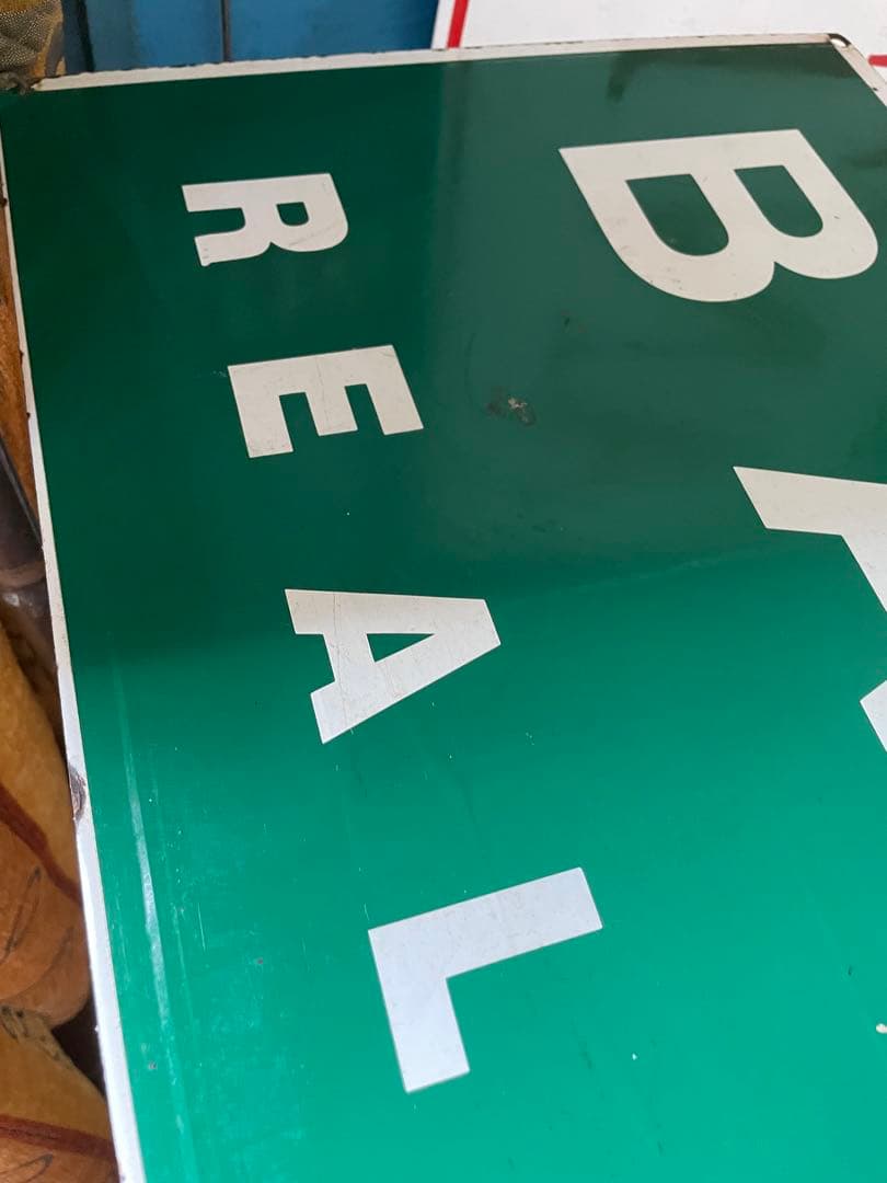 アンティーク　ホーロー　サイン　プレート　グリーン　看板　アメリカ　特大　レア