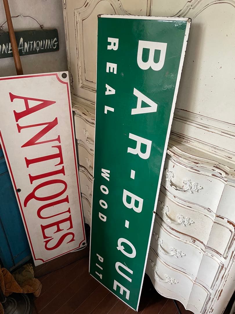 アンティーク　ホーロー　サイン　プレート　グリーン　看板　アメリカ　特大　レア