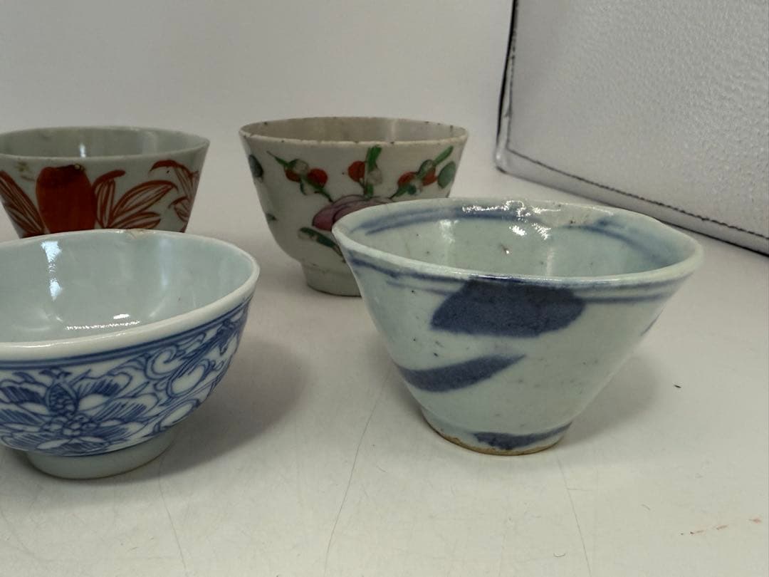 中国　清時代　染付　粉彩　湯呑み10点まとめ送料込み250125