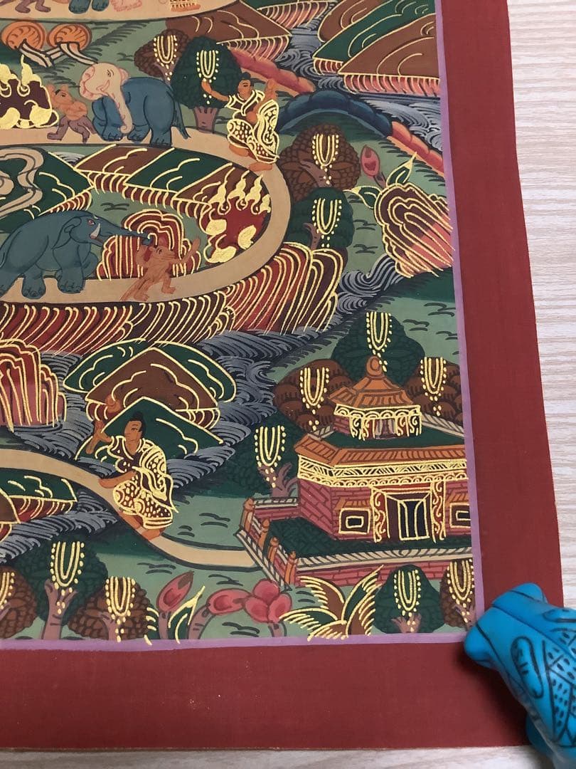 《 チベット密教　新品　1点物 》 手描き　曼荼羅　天国への道　仏画　仏教　g7