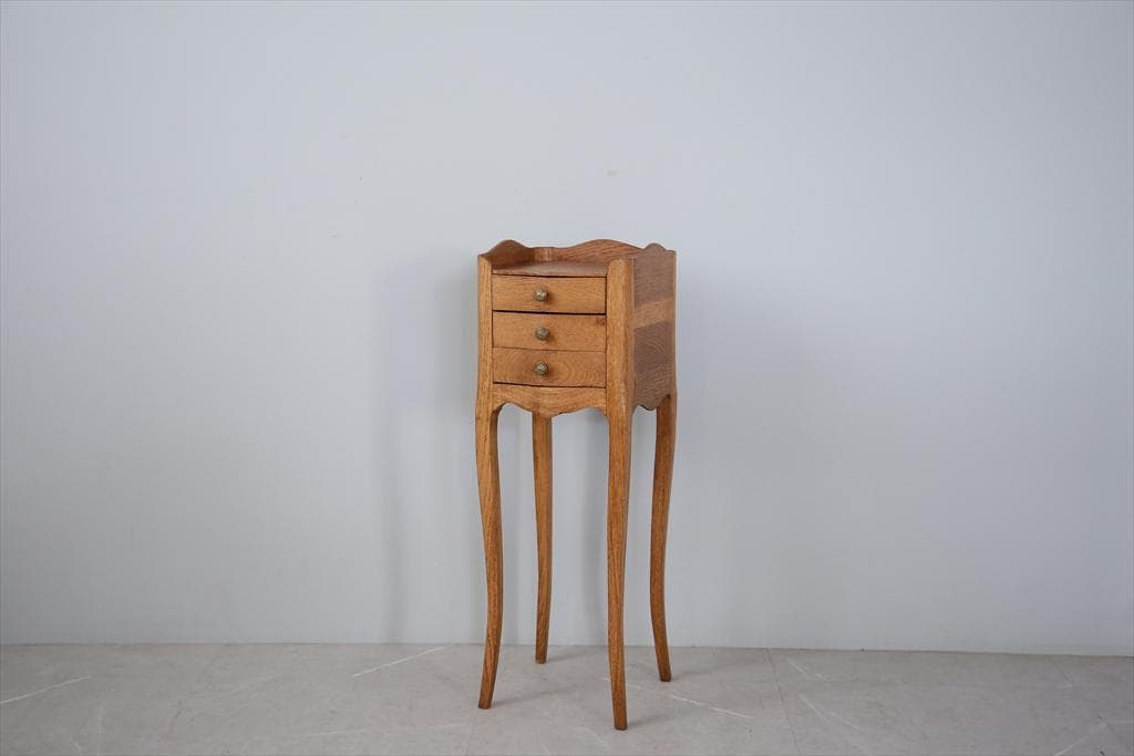 フランスアンティーク木製ベッドサイドキャビネット/ナイトテーブル机(90-61)