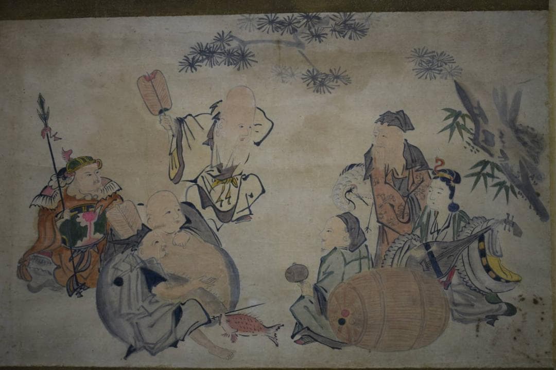 不詳/不明/七福神図/布袋屋掛軸HE-662