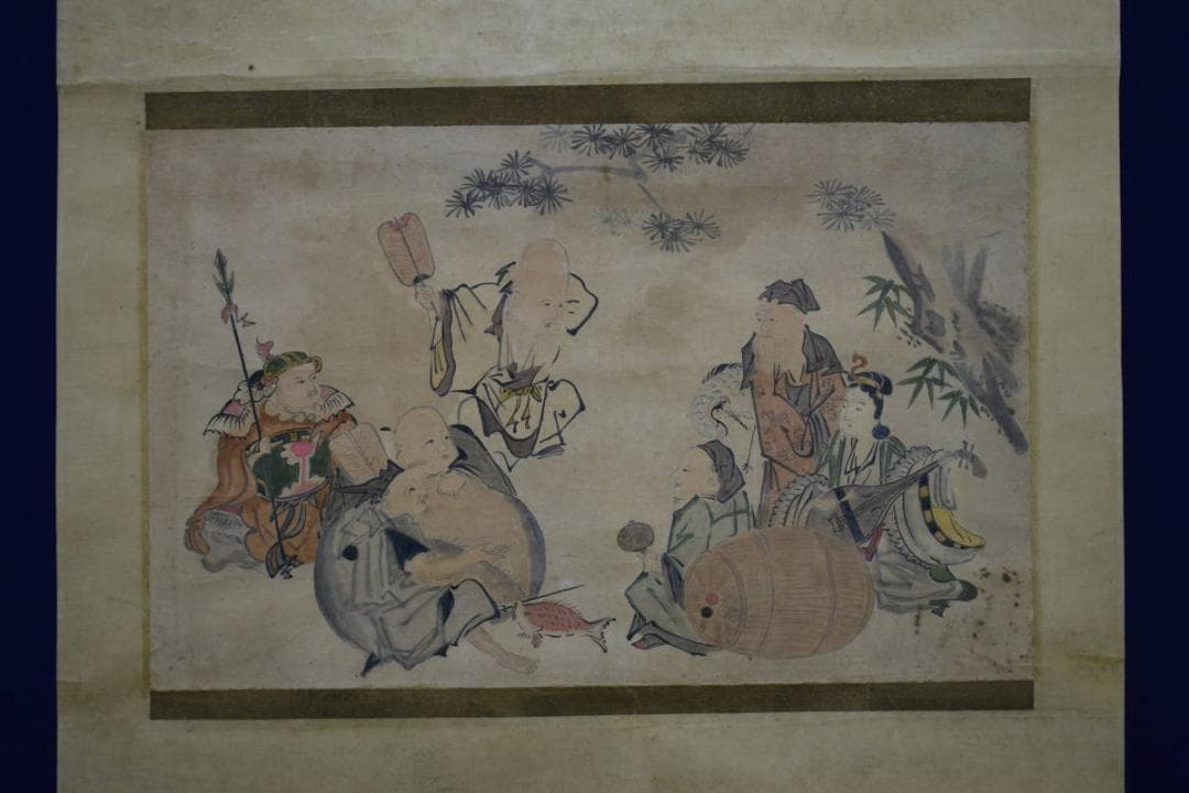 不詳/不明/七福神図/布袋屋掛軸HE-662