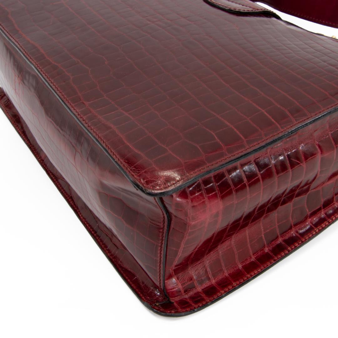 本物 オールドセリーヌ ショルダーバッグ レディース クロコ型押し 赤紫 肩掛け