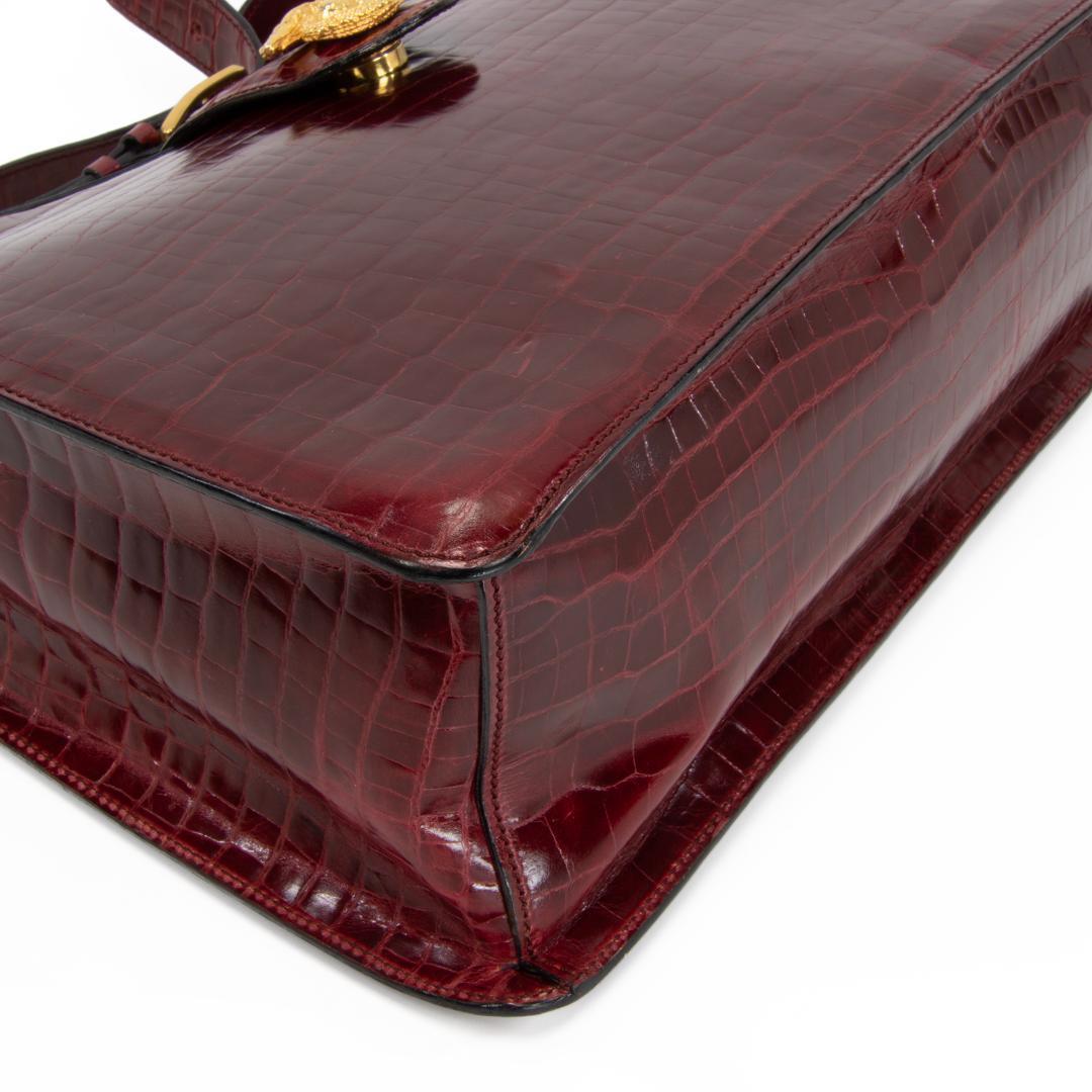 本物 オールドセリーヌ ショルダーバッグ レディース クロコ型押し 赤紫 肩掛け