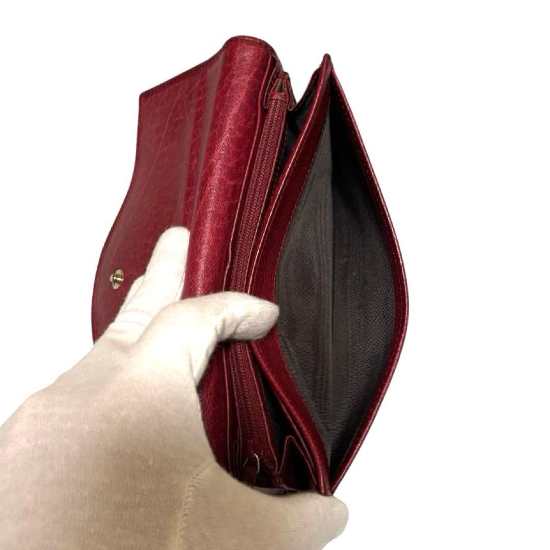 人気　グッチ　長財布　GGシマ　レザー　レッド　GG柄　インターロッキング