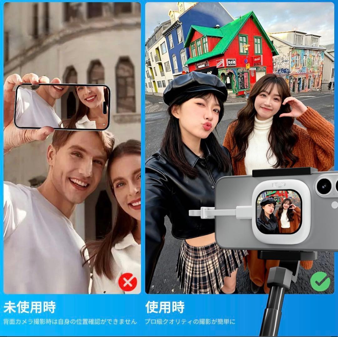 iPhone用外カメラ 自撮りモニター 超薄 iPhone 背面モニター 磁気式