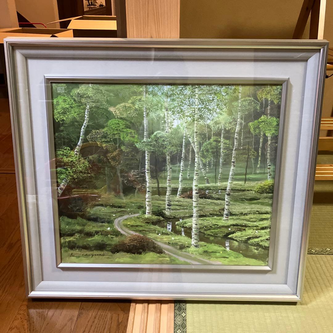 早瀬　遼　油彩　白樺林