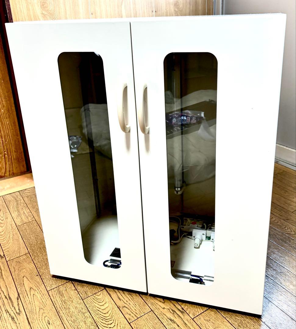 スリッパ殺菌庫保管庫 UVクリーン ガラス扉付き10足保管 (全面ホワイト塗装)