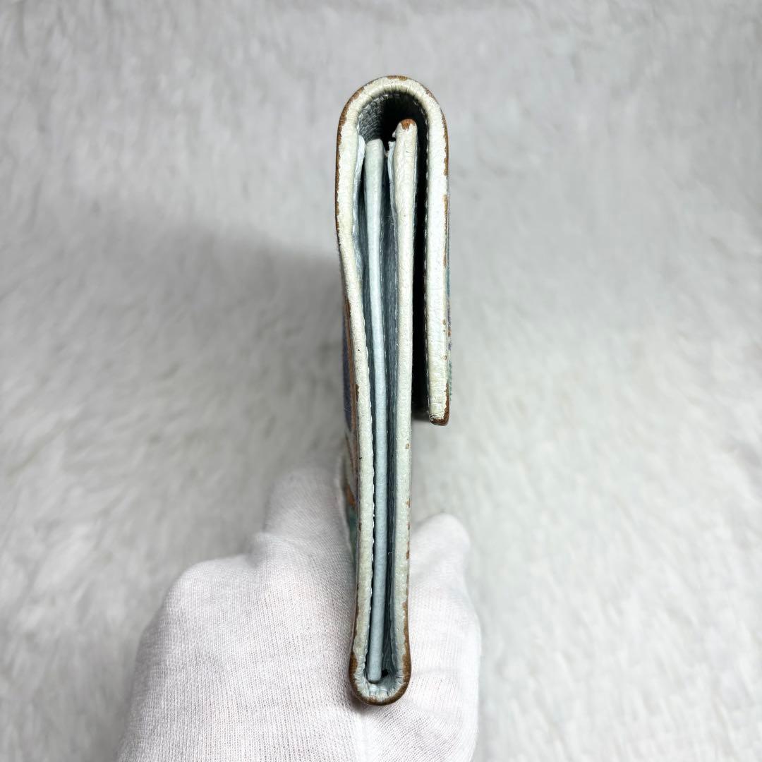 ✨付属品完備✨ グッチ マーモント フローラ 二つ折り財布 花 ポーチ ブルー