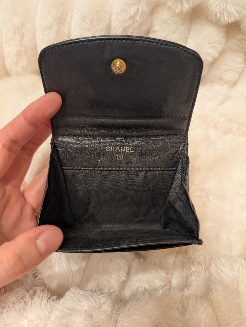 CHANEL ブラック レザー 財布 ケース