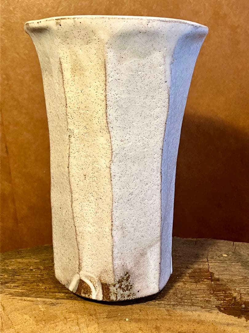 美濃　白化粧　粉引　花入　吉田真人