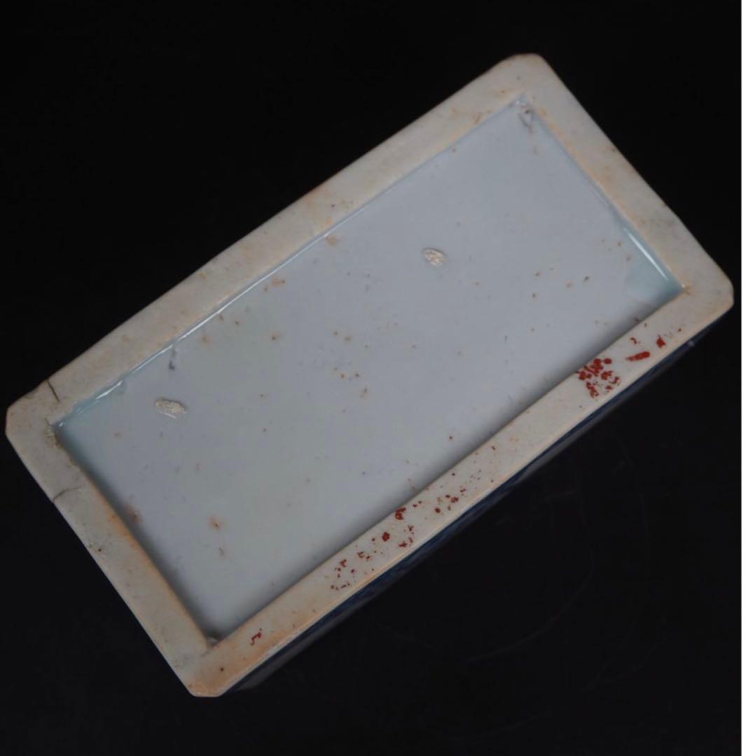 送料無料 明治7年(1874年)購入　青花四君子鳥図三重箱　共箱★大珍品★